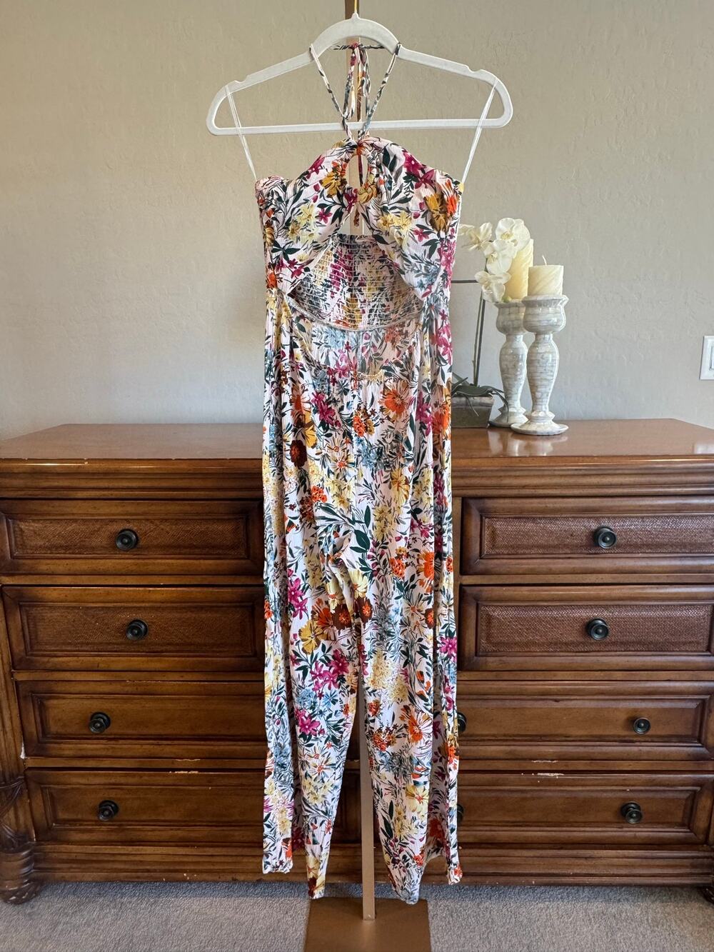 Anthropologie Maronie Floral Front Cutout Jumpsuit Size S NWT
